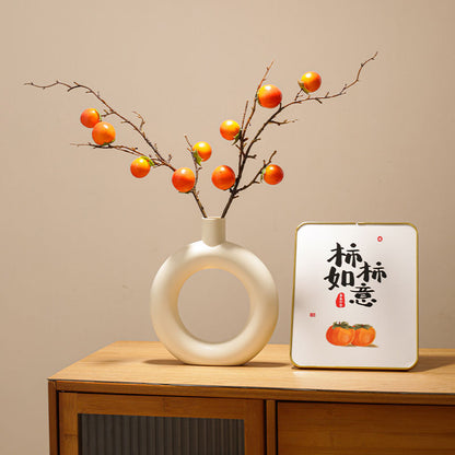 Künstlicher Persimmon-Fruchtzweig-Vase