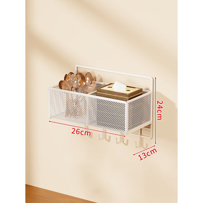 Wandmontierter Mesh Besteckhalter mit Haken zum Aufhängen