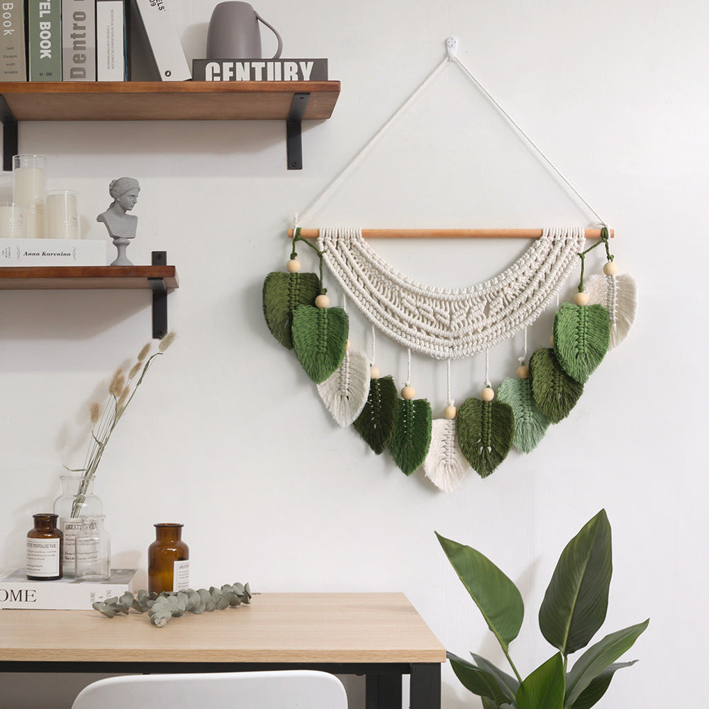 Macrame Wanddekoration mit Blattform-Design