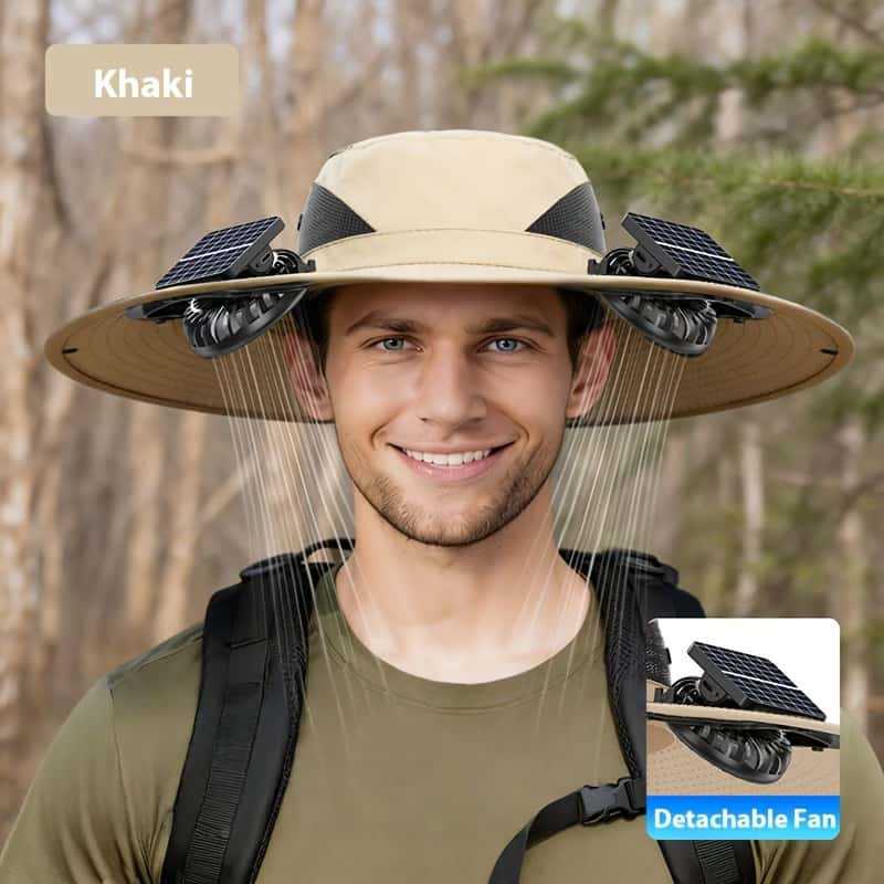 UV-Schutz-Sonnenhut mit abnehmbaren Gesicht- und Nacken-Schutz, integriertem Solarfan und atmungsaktivem Mesh Brehn