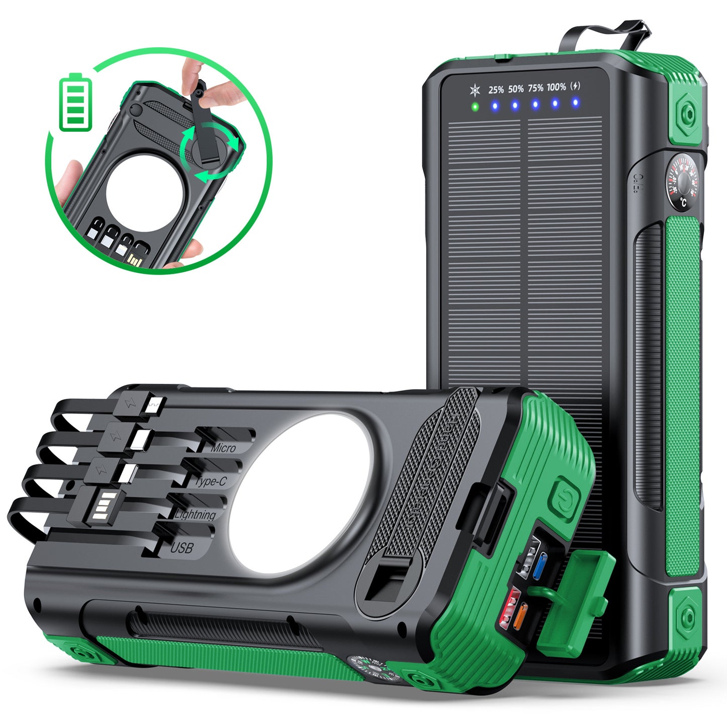 Multifunktionale Solar Powerbank mit LED-Anzeige Brehn