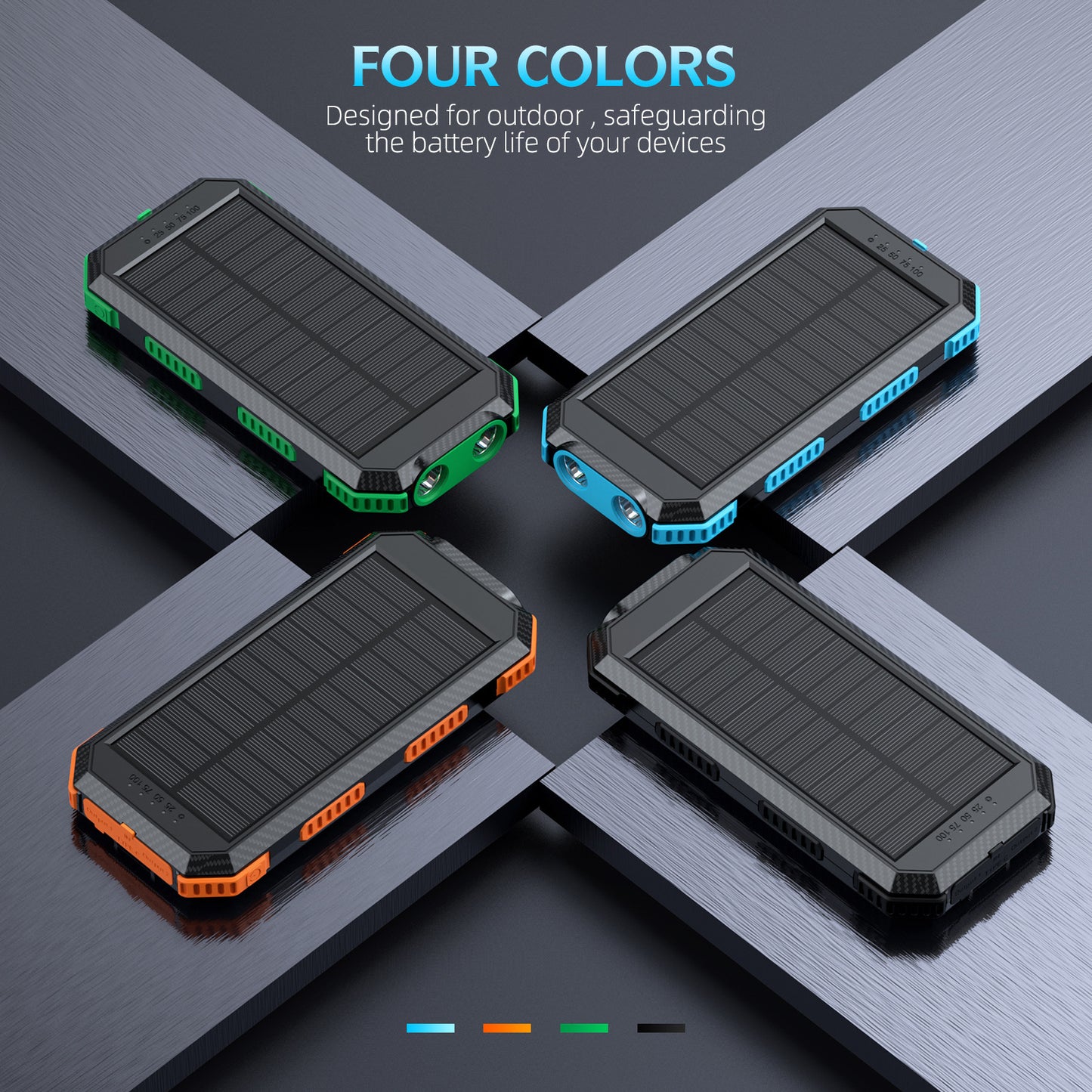 Solar Powerbank mit Kabelloser Ladefunktion Brehn