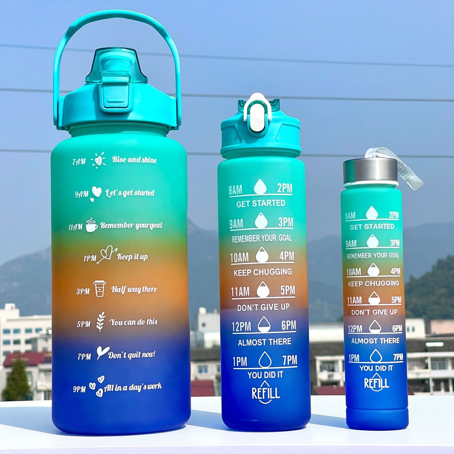 Unisex Motivierende Wasserflasche mit Zeiteinteilung Brehn