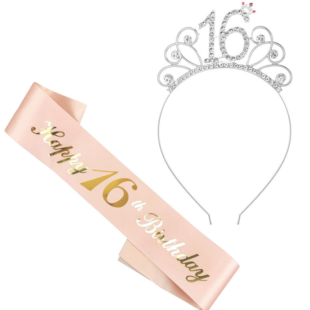 Damen Geburtstags-Tiara und Schärpe Set Brehn
