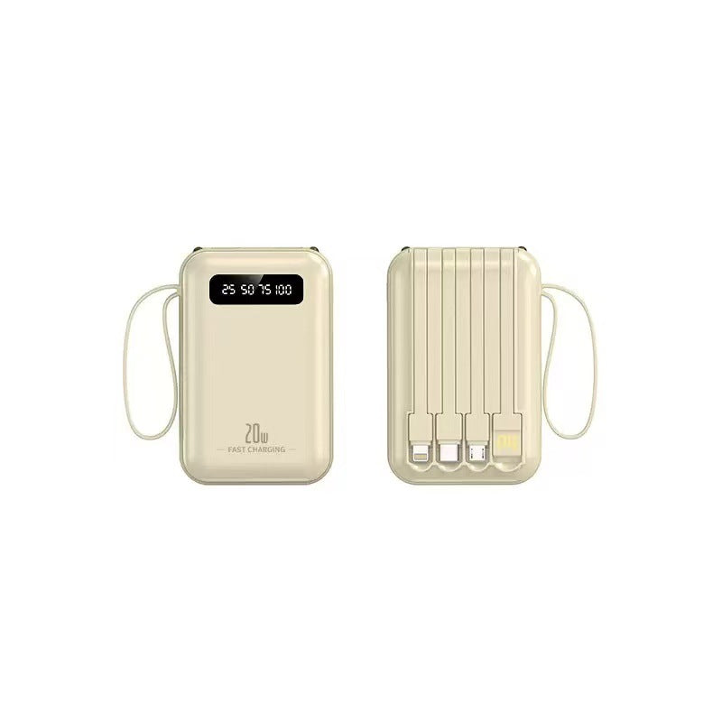 Kompakte Multi-Port tragbare Powerbank mit integrierten Kabeln Brehn