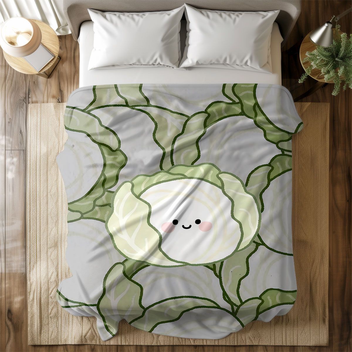Cartoon-Kohl-Themen-Fleece-Decke