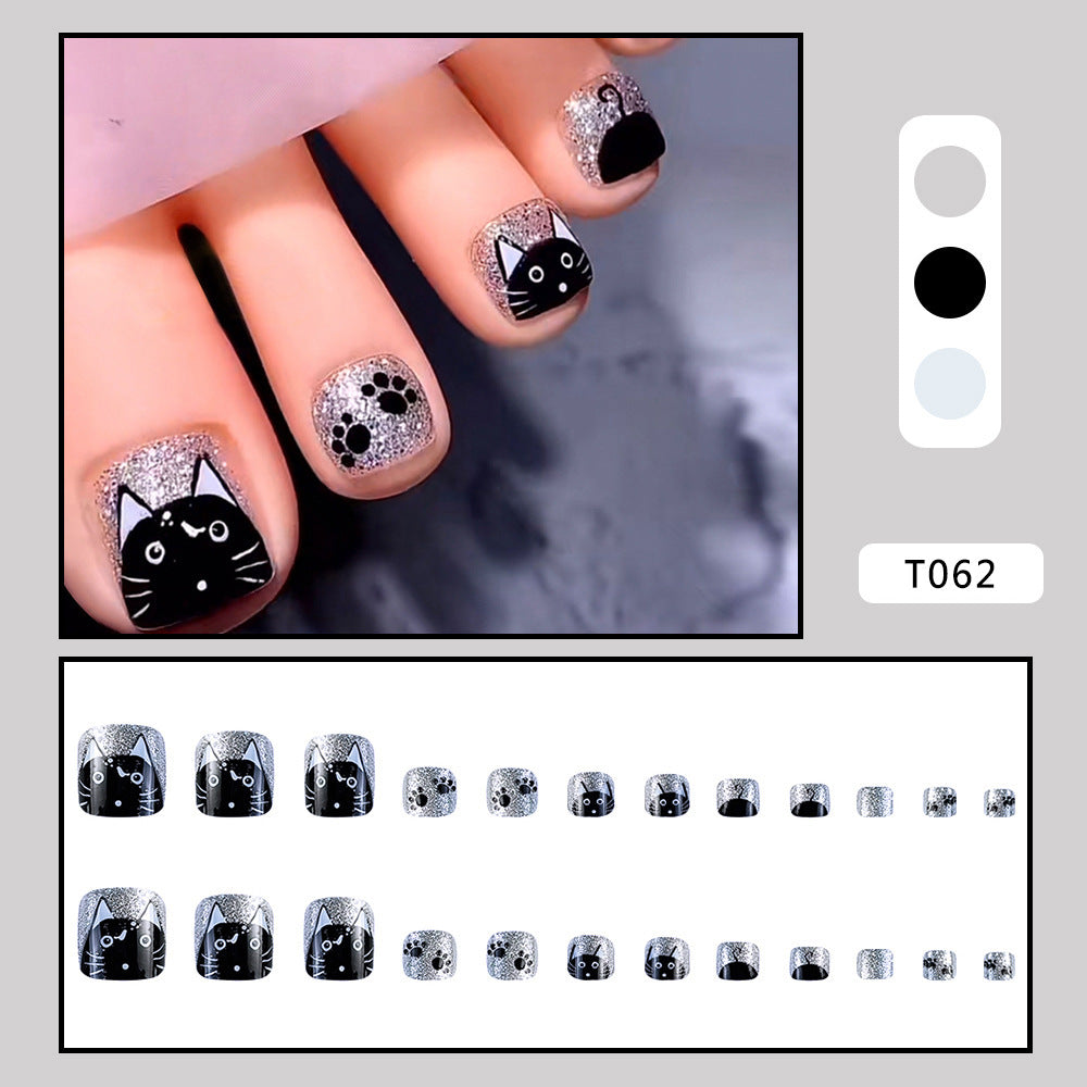 Fußnagelkunst mit Katzenmotiv Brehn