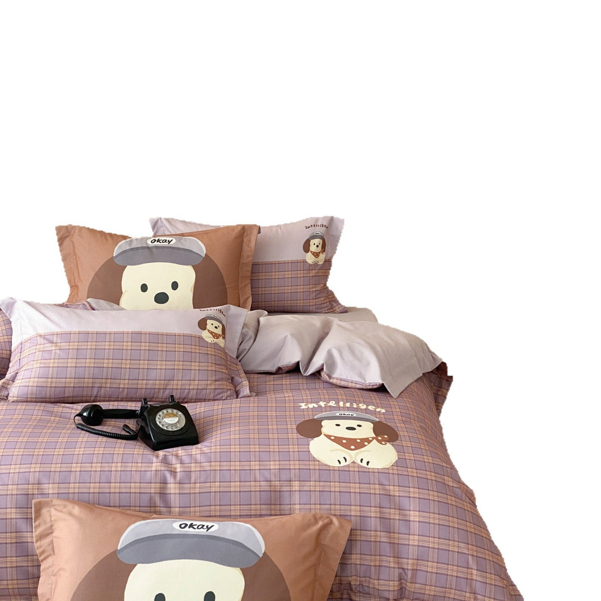 Baumwollbettbezug und Kissenbezug Set mit Cartoon-Welpen-Druck