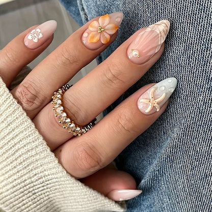 Künstlerisches 3D-Blumen-Press-On-Nagelset Brehn