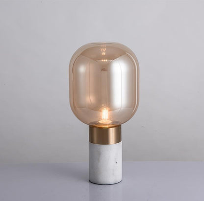 Zeitgenössische Glas Tischlampe mit metallischer Basis