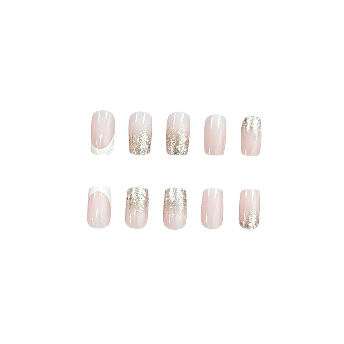 Glamouröse Franse Tipp Glitzer Nagelverlängerungen Brehn