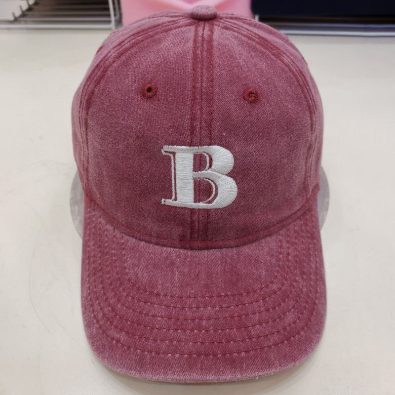 Damen Distressed Baumwoll-Baseballcap mit Buchstabenstickerei Brehn