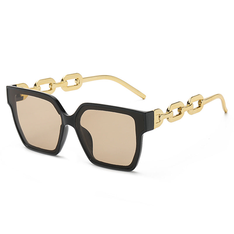 Damen Oversized Fashion-Sonnenbrille mit außergewöhnlichem Kettendesign Brehn
