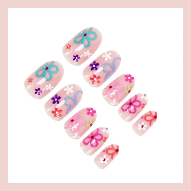 Kunstnagelset mit bunten Blumenmotiven Brehn