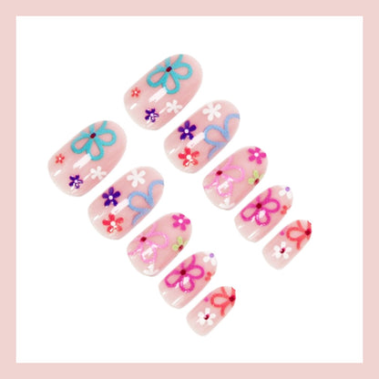 Kunstnagelset mit bunten Blumenmotiven Brehn