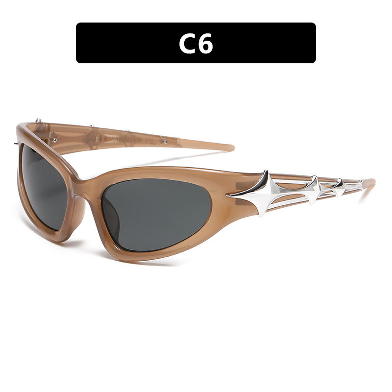 Damen futuristische Sonnenbrille mit einzigartigem Sternedesign Brehn