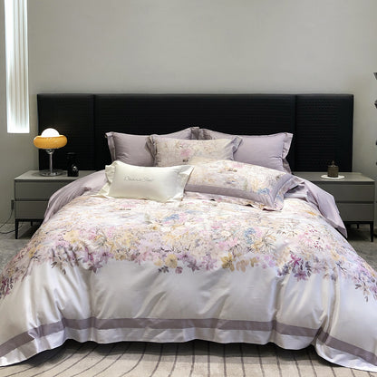 Luxuriöses Baumwollsatin-Bettwäsche-Set mit Tier-Toile-Motiv und Satinkante