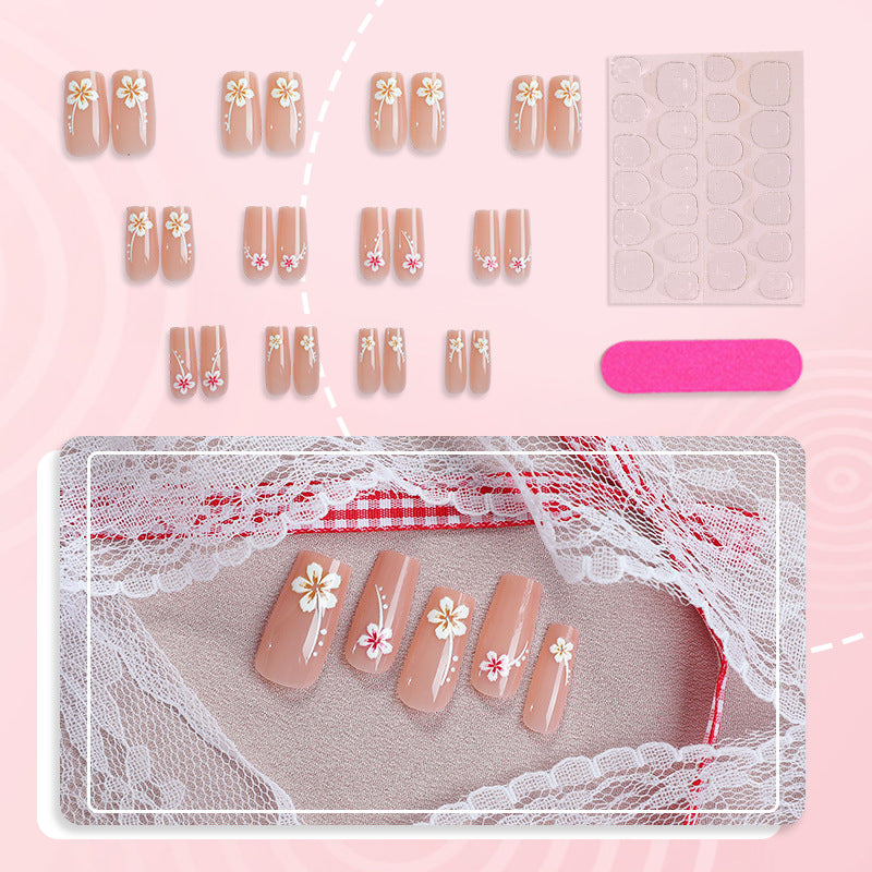 Künstlerisches Floral Press-On Nagelkunst Set Brehn