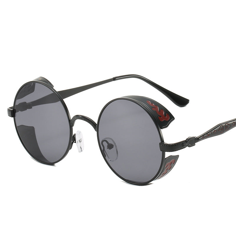 Damen runde Sonnenbrille mit luxuriösem Goldrahmen und dekorativen Elementen Brehn