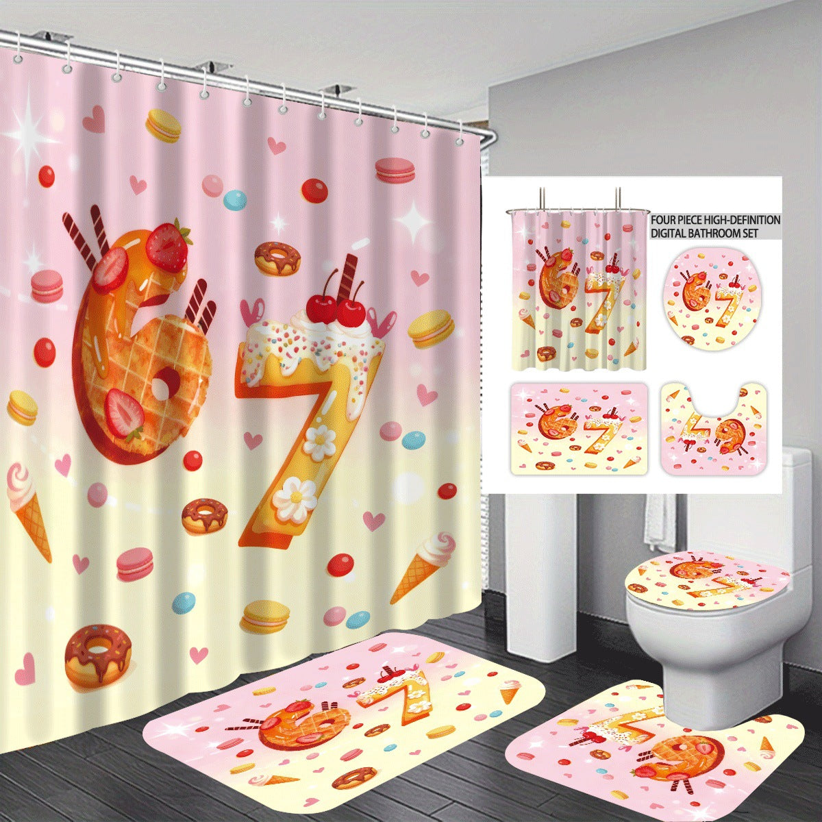 Buntes Dessert-Themen Badezimmer Set Brehn
