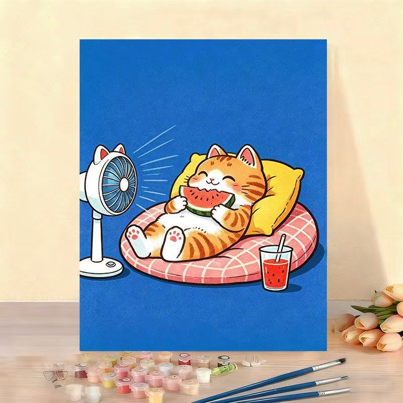Verspielt Katze Illustration Leinwand Kunstwerk Brehn
