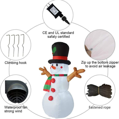 Aufblasbarer Schneemann mit festlicher Deko