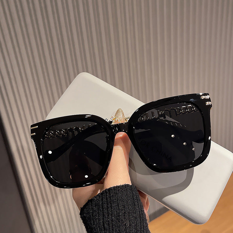Damen trendige quadratische Sonnenbrille mit elegantem Rahmen und stylishem Goldakzent Brehn