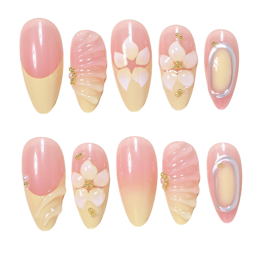 3D Blumen Design Druck-On-Nagel Set Brehn