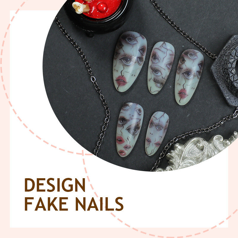 Kunstnagelset mit einzigartigen Gesichtsdesigns Brehn