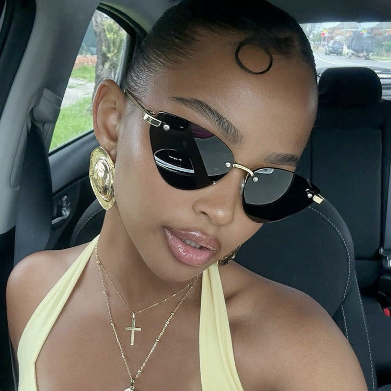 Damen elegante Cat-Eye Sonnenbrille mit ultraleichtem Metallrahmen Brehn