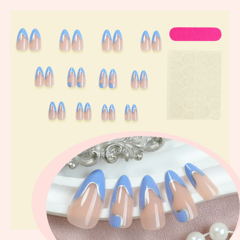 Künstlerisches Press-On Nagelset mit modernem abstraktem Design Brehn