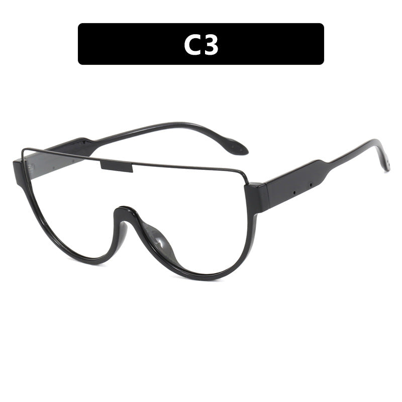 Damen futuristische Oversized-Sonnenbrille mit klarem Full-Rim-Rahmen Brehn