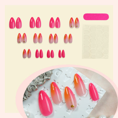 Press-On Nail Set mit lebhaftem Farbverlauf-Design und goldenen Akzenten Brehn