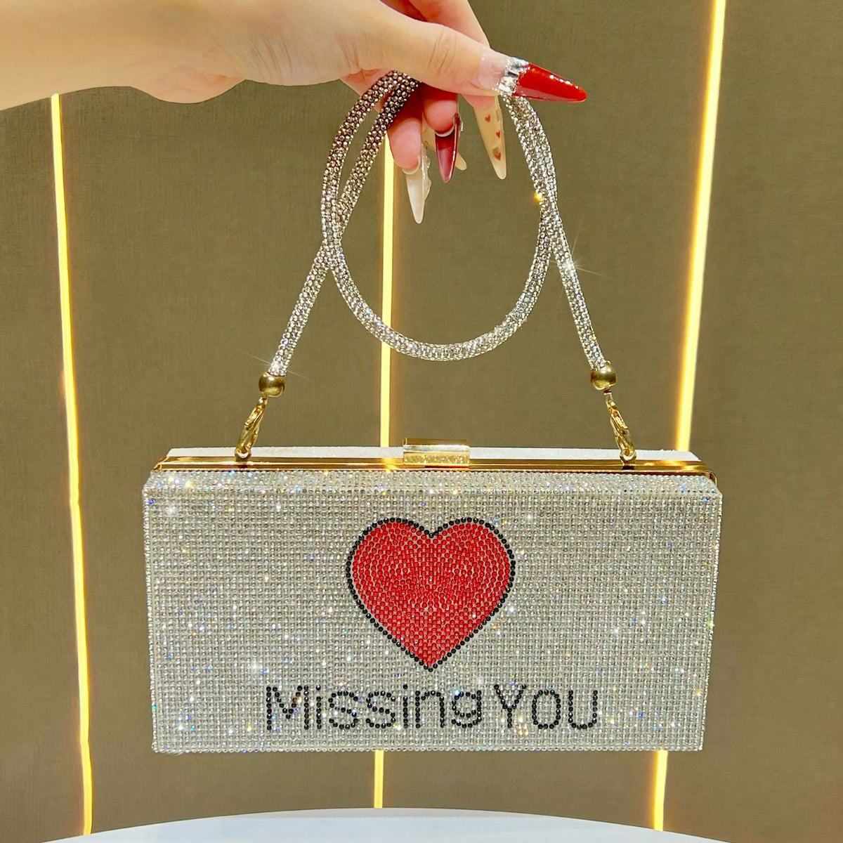 Rhinestone-beschichtete Clutch-Handtasche