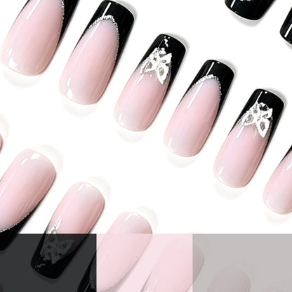 Stylisches Glitzer Französisch Tip Nagelset Brehn