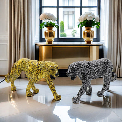 Dekorative Leopardenfigur aus Kunstharz Brehn