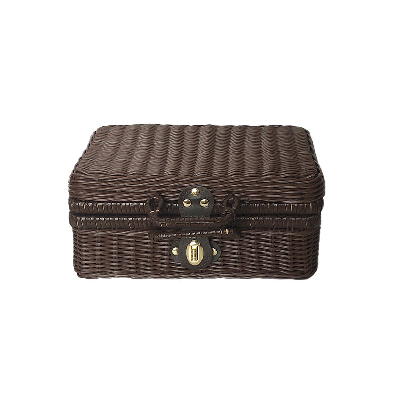 Vintage Rattan Aufbewahrungstruhe Brehn