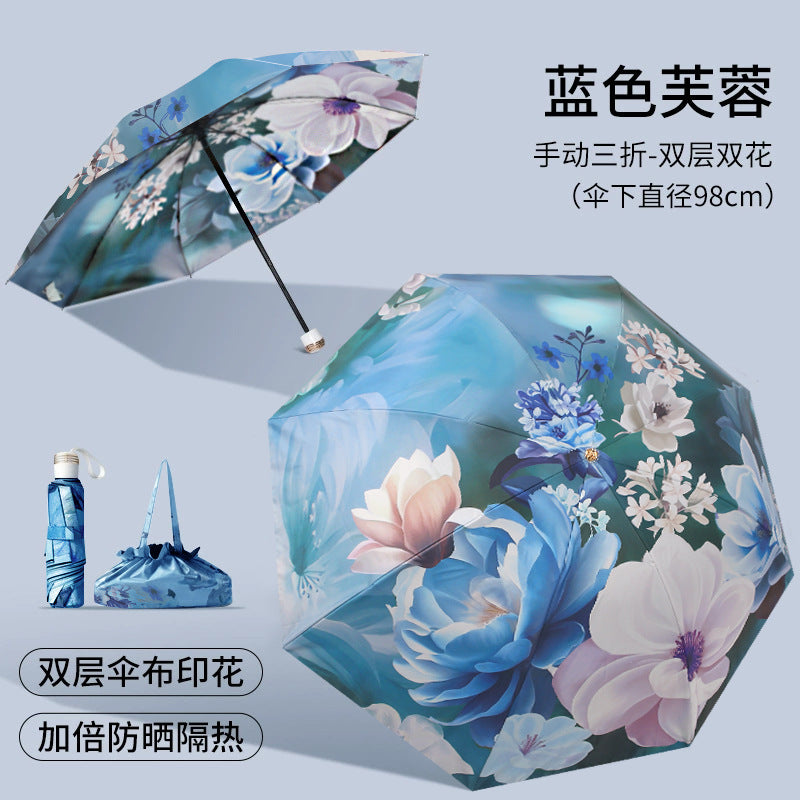Damen Falt-Regenschirm mit eleganter Blumenoptik Brehn