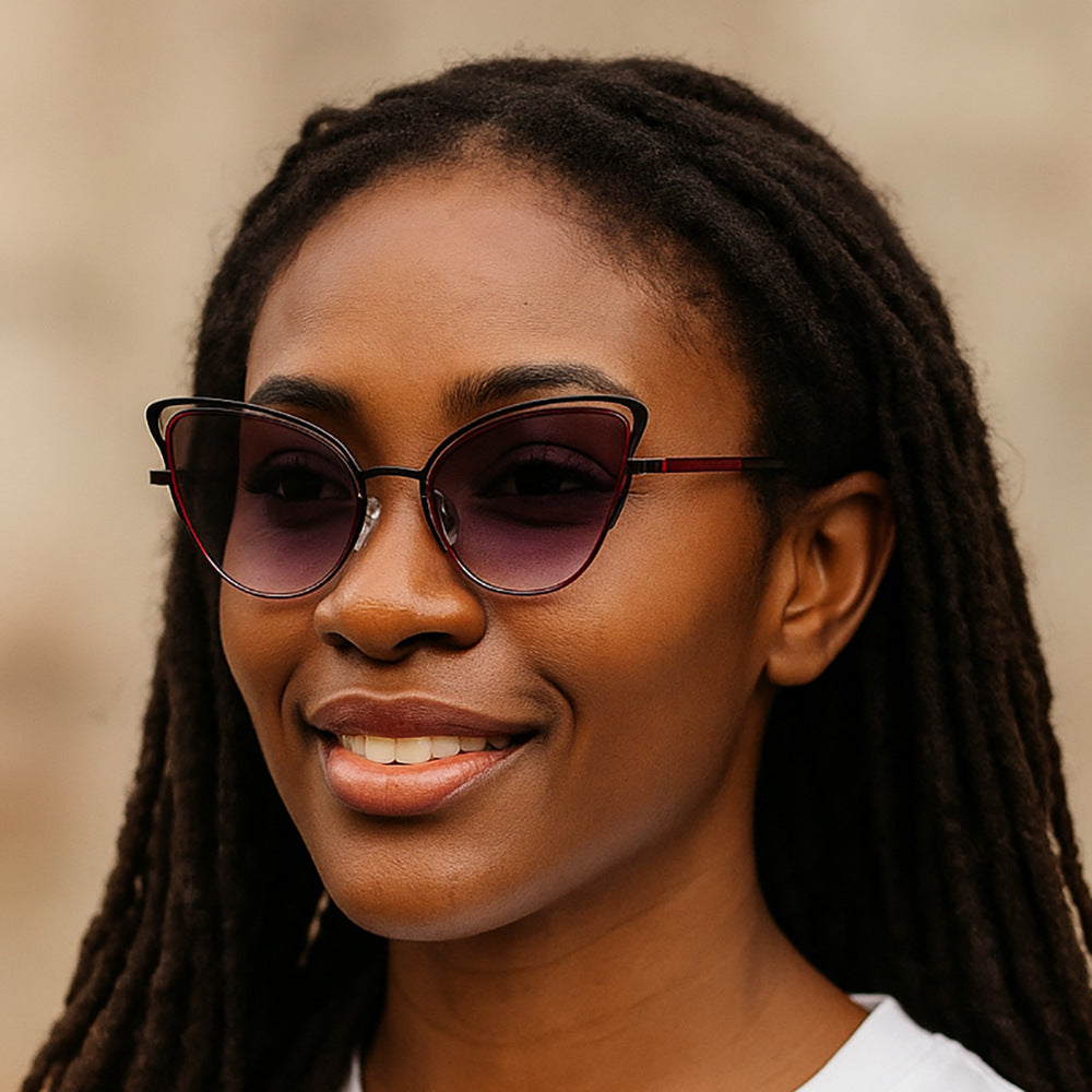 Damen Cat-Eye Sonnenbrille mit luxuriösem Metallrahmen und hochwertigen Verlaufsgläsern Brehn
