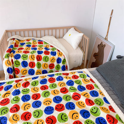 Kinder-Steppdecke mit buntem Dinosaurier-Print und weicher Minky-Borte