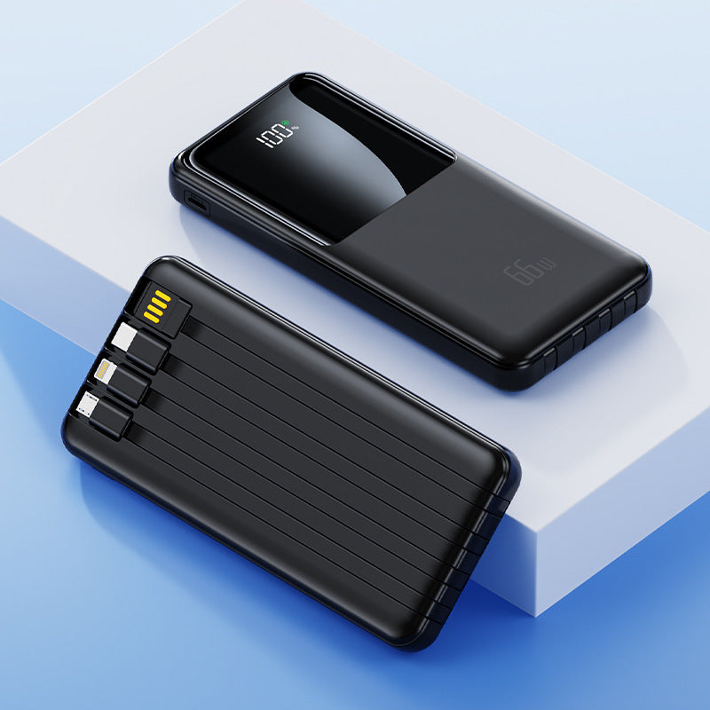 Tragbare Powerbank mit integrierten Ladekabeln und LED-Batteriestatusanzeige Brehn
