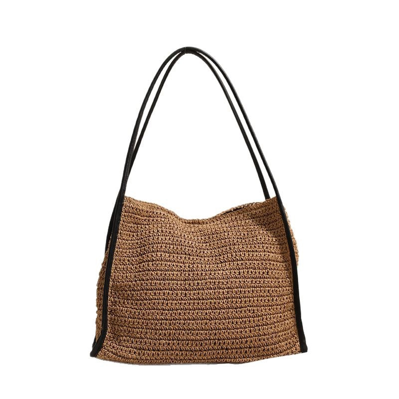 Damen praktische Handtasche aus geflochtenem Naturmaterial mit komfortablem Schulterriemen Brehn