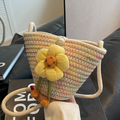 Dekorative Flora Woven Bucket Bag