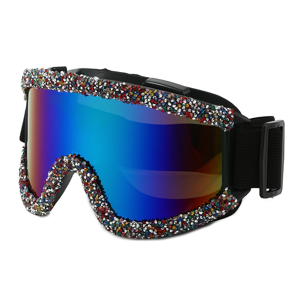 Damen Glamouröse Skibrille mit funkelndem Schmuckrahmen Brehn