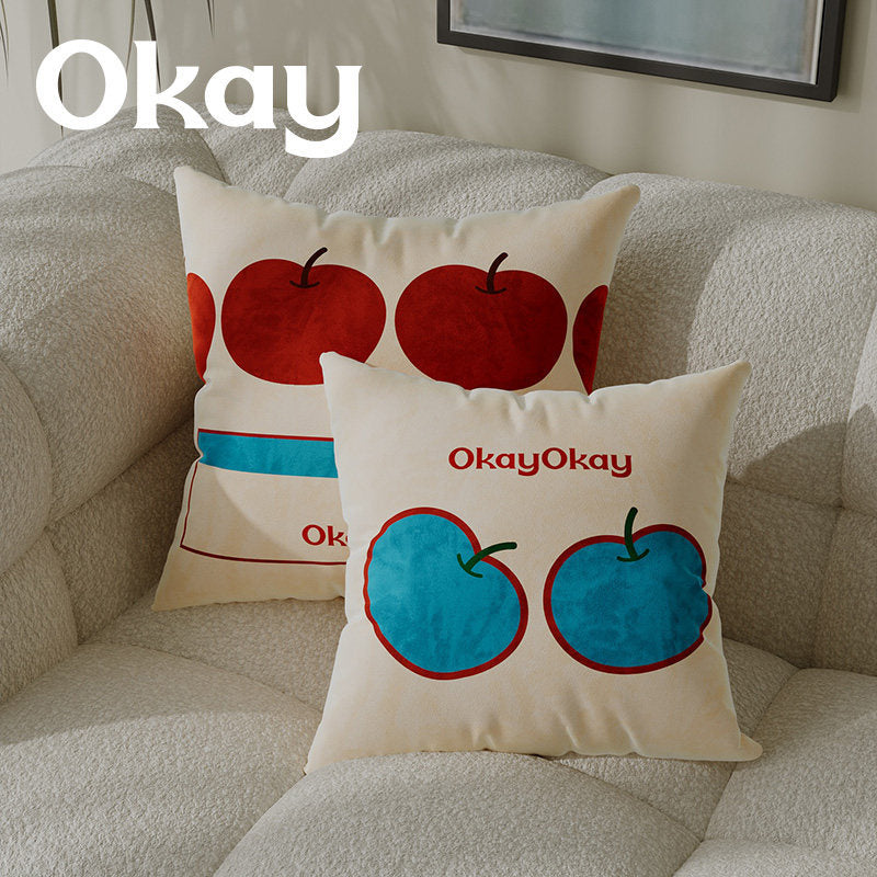 Decorative Plush Throw Pillow Cover with Retro Cherry Graphic