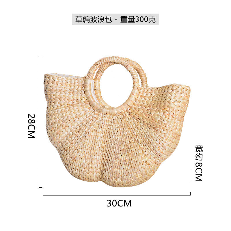 Damen handgefertigte Strandtasche mit geflochtenen Griffen Brehn
