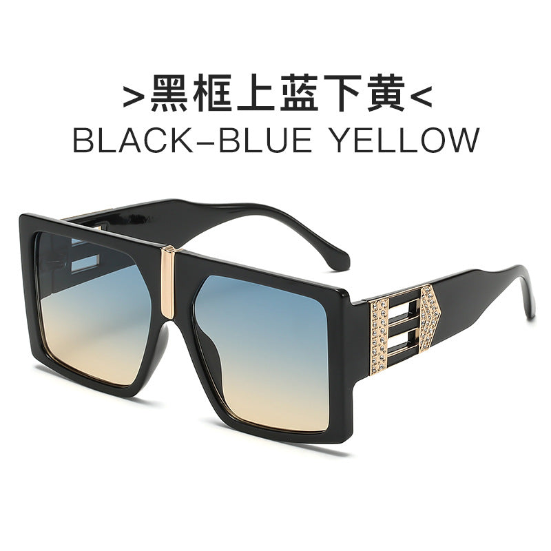 Damen elegante rechteckige Sonnenbrille mit glamourösen Verzierungen Brehn