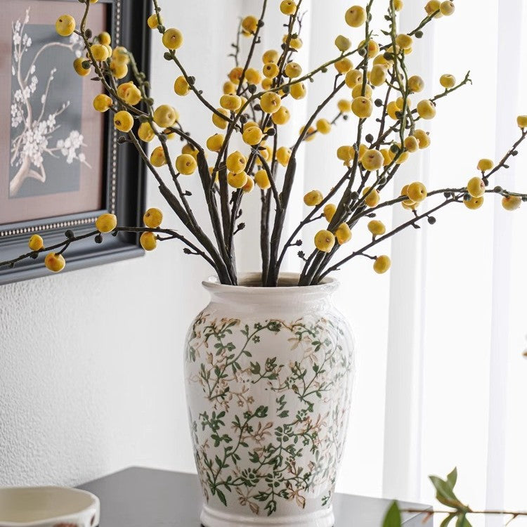 Handgefertigte Keramikvase mit floralen Motiven Brehn