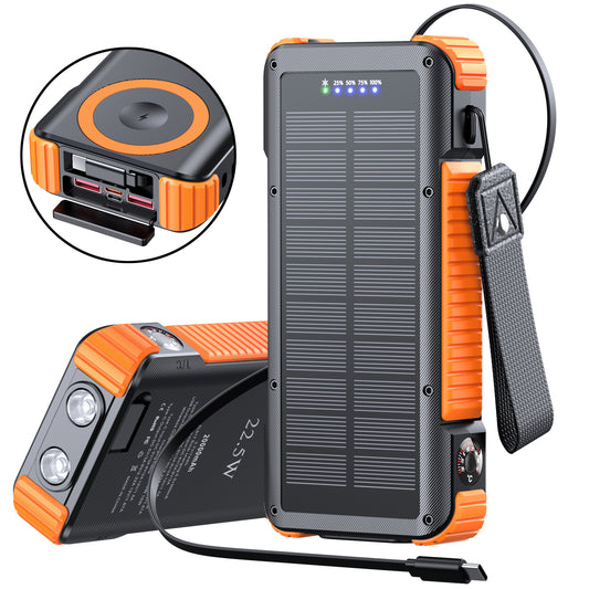 Hochleistungs-Solar-Powerbank mit Multifunktionalen Anschlüssen und LED-Anzeige Brehn