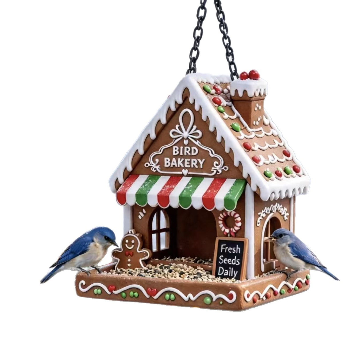 Vogel-Futterhaus im Lebkuchenhaus-Stil Brehn